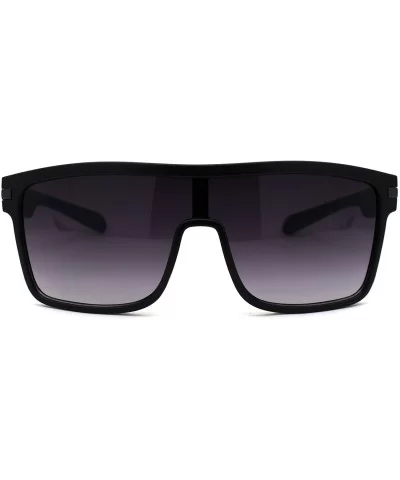 Mens Oversized Shield Robotic Sport Plastic Sunglasses - Black Gunmetal Smoke - CT18ZTZOU5G $18.13 Shield