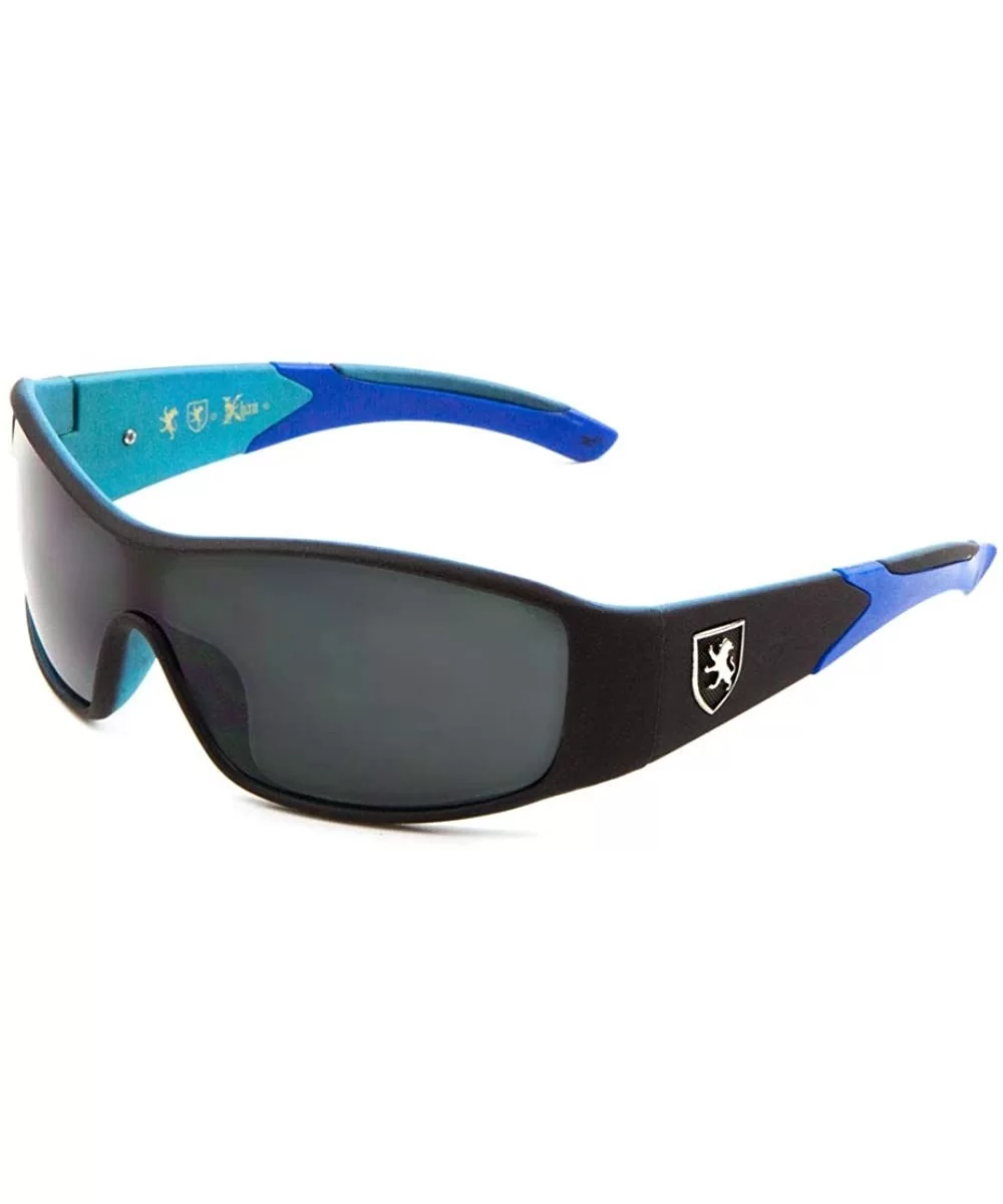 Soft Plastic Curved One Piece Shield Lens Color Ear Temple Sports Sunglasses - Blue - C7199GZROTI $28.18 Sport