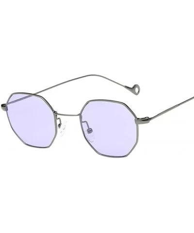 Woman Men Sunglasses Fashion Metal Frame Outdoor Sports Mirrored Eyeglasses - Purple - CF182SD0NGQ $11.37 Rectangular