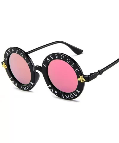 Retro Round Sunglasses English Letters Little Bee Sun Glasses Men Women Glasses Designer Fashion Male Female - 7 - CD18XA78S4...