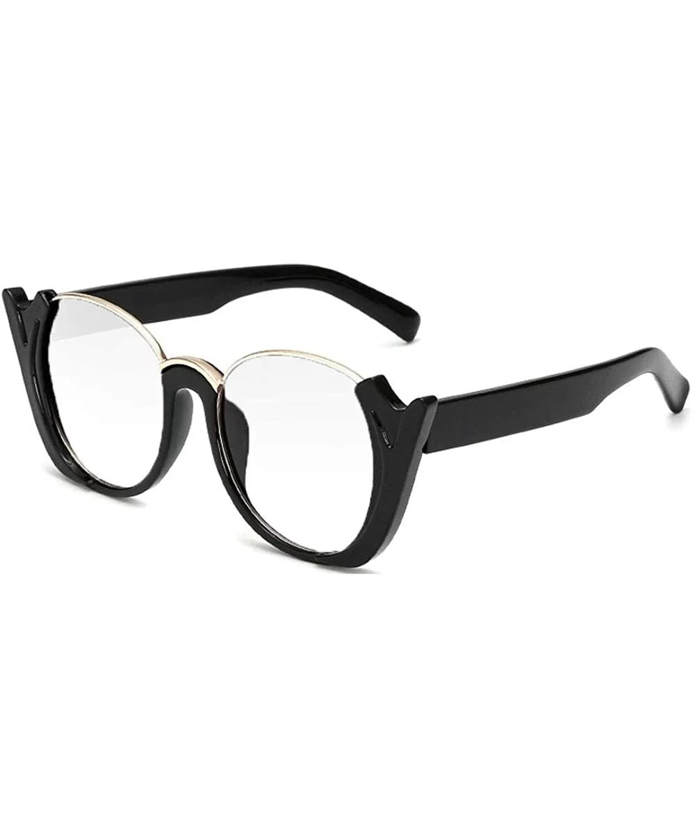 Women's Designer Inspired Oversized Semi-Rimless Round Clear Lens Sunglasses - Black-clear - CJ12O8HY7S4 $19.90 Oversized