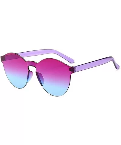 Unisex Fashion Candy Colors Round Outdoor Sunglasses Sunglasses - Purple Blue - CW190L0DQXQ $23.73 Round