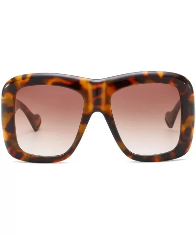 Oversized Square Sunglasses Women Multi Tinted Frame Designer Inspired Fashion shades - Leopard - CD18O67USUD $18.23 Square