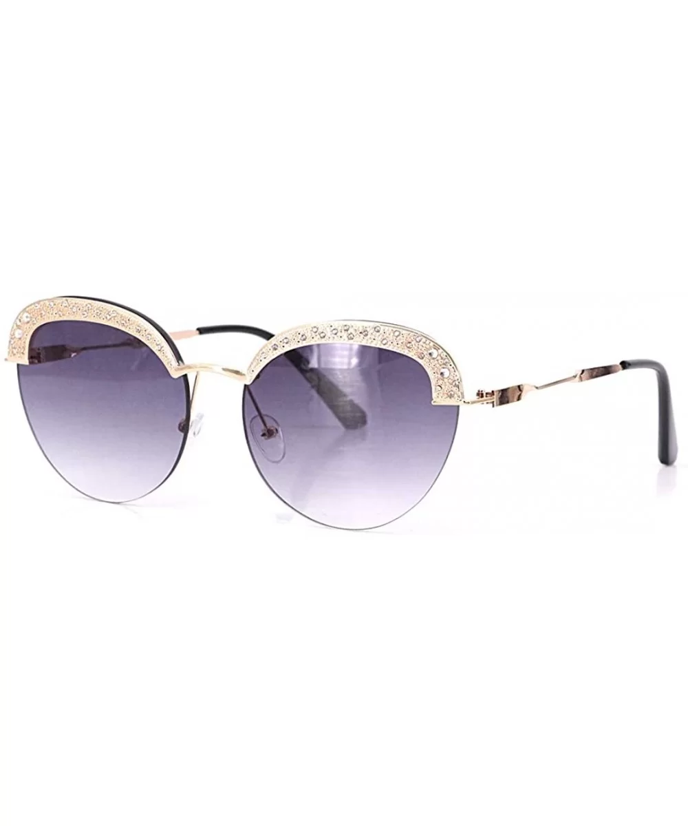 Women Fashion Round Pearl Frame Sunglasses UV Protection Sunglasses - Black Crystal/Grey - CH18UIU4ISH $24.11 Round