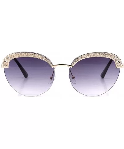 Women Fashion Round Pearl Frame Sunglasses UV Protection Sunglasses - Black Crystal/Grey - CH18UIU4ISH $24.11 Round