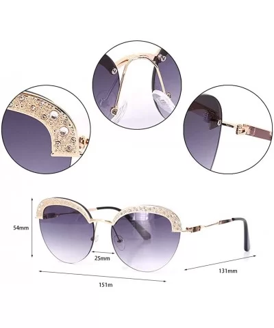 Women Fashion Round Pearl Frame Sunglasses UV Protection Sunglasses - Black Crystal/Grey - CH18UIU4ISH $24.11 Round