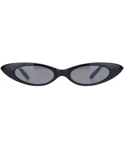 Womens Mod Narrow Thick Plastic Cat Eye Goth Sunglasses - All Black - CY18MIMIS5L $12.80 Oval