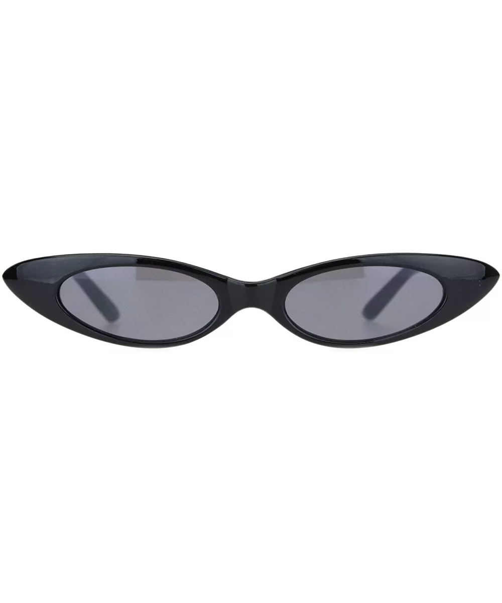 Womens Mod Narrow Thick Plastic Cat Eye Goth Sunglasses - All Black - CY18MIMIS5L $12.80 Oval