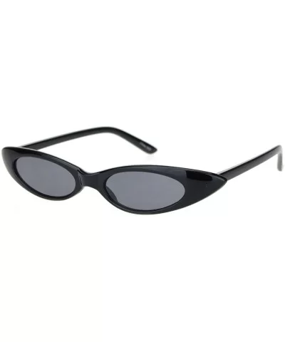 Womens Mod Narrow Thick Plastic Cat Eye Goth Sunglasses - All Black - CY18MIMIS5L $12.80 Oval