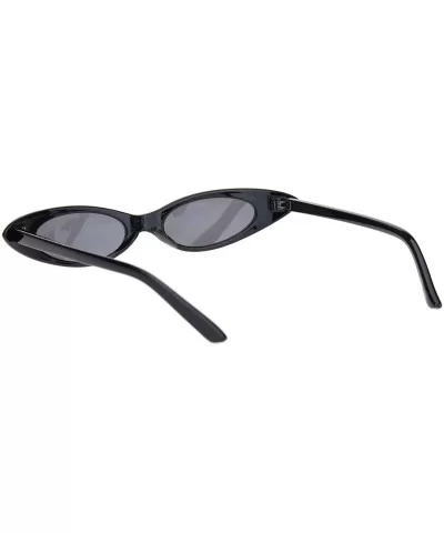 Womens Mod Narrow Thick Plastic Cat Eye Goth Sunglasses - All Black - CY18MIMIS5L $12.80 Oval