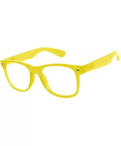 Classic Vintage Retro 80's Sunglasses for Mens or Women Colored Frame - Glow in the Dark Clear Lens Yellow - CR11RB0HRUP $13....