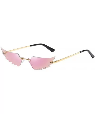 Fashion Retro Wings Shaped Sunglasses Frameless Polarized Sunglasses UV400 Summer Sunglasses for Women Men - CR190LRK4T5 $13....