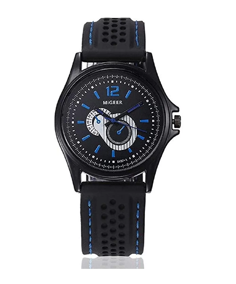 Men's Unique Analog Sport Casual Fashion Cool Quartz Wrist Watch with Round Dial Case and Silicone Band - A - CP18UKGIK7U $13...