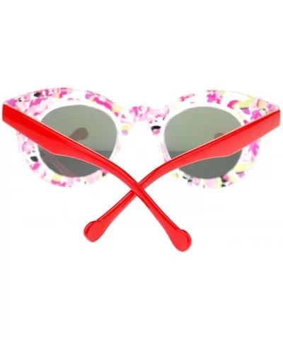 Pop Color Bahama Floral Palm Print Thick Horn Rim Cat Eye Sunglasses - Red - CG11YPQX8GF $13.69 Cat Eye
