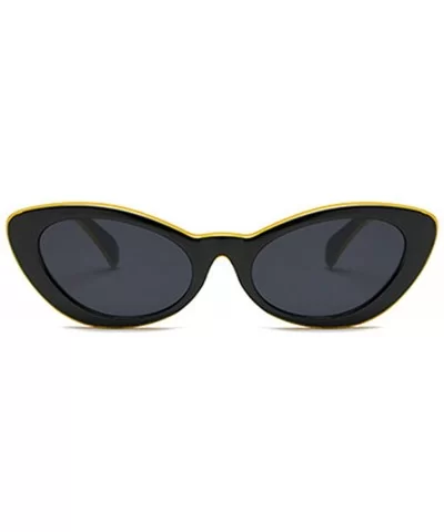 Fashion Oval Round Retro Sun glasses Color Plastic Lenses Sunglasses - Black Yellow - CN18NOALWRN $11.30 Rectangular