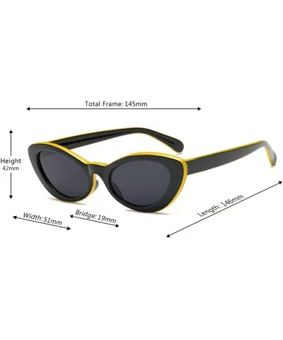 Fashion Oval Round Retro Sun glasses Color Plastic Lenses Sunglasses - Black Yellow - CN18NOALWRN $11.30 Rectangular