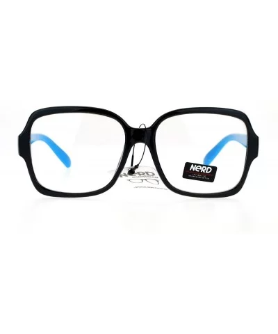 Nerd Eyewear Clear Lens Glasses Square Frame Hipster Fashion Eyeglasses - Black Blue - CE187IEHC8G $12.79 Square