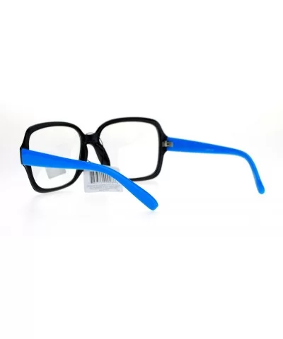 Nerd Eyewear Clear Lens Glasses Square Frame Hipster Fashion Eyeglasses - Black Blue - CE187IEHC8G $12.79 Square