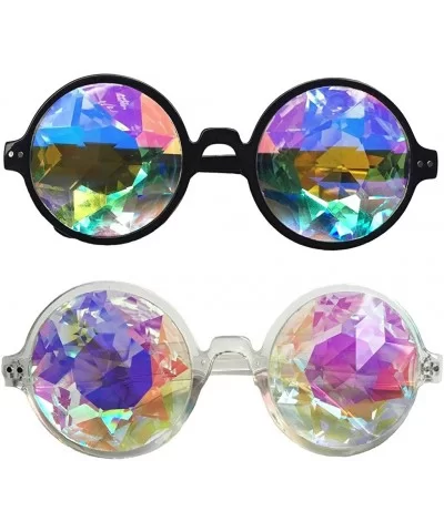 Festivals Kaleidoscope Glasses Rainbow Prism Sunglasses Goggles - Black+white - CB185A76HCG $26.09 Round