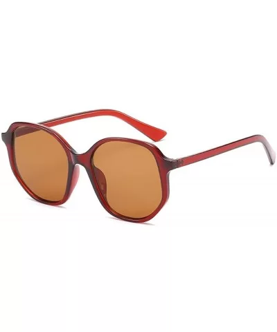 Vintage Sunglasses With Square - Irregular Frames And Matching Sunglasses - Wine Red Frame Tea Slice - C418TMOKCEN $12.58 Square