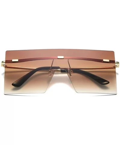 Square Oversized Sunglasses Flat Top Chic Big Shades For Women Men LK1719 - C3 Brown/Gold - CO194NYN4TE $19.48 Rimless