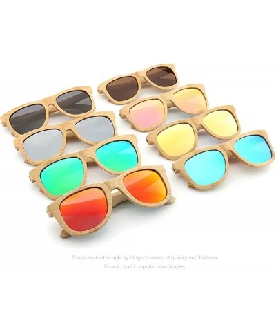 Wood Polarized Sunglasses for Men & Women Natural Wood Sunglasses Bamboo Glasses Mirror Lens - Grey - CJ18D2A9WYQ $36.24 Wayf...