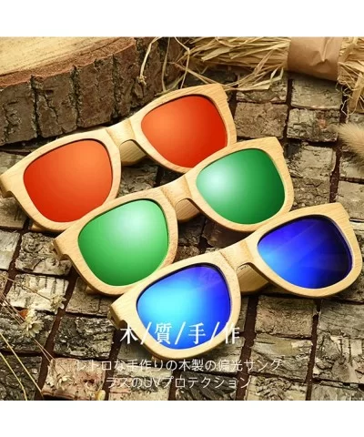 Wood Polarized Sunglasses for Men & Women Natural Wood Sunglasses Bamboo Glasses Mirror Lens - Grey - CJ18D2A9WYQ $36.24 Wayf...