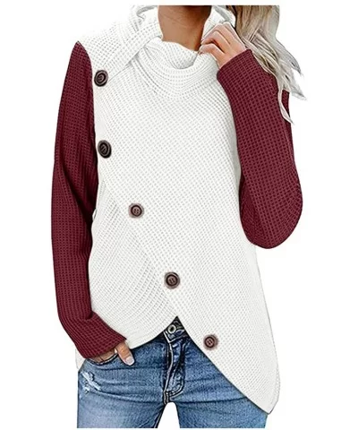 Women's Autumn and Winter Regular Blouse Sweatshirt Long Sleeve Sweater Pullover Tops Button Blouse Shirt FEISI22 - CJ193YALE...