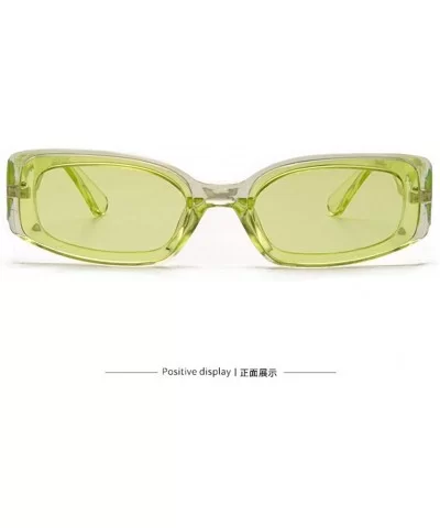 Small Cat Eye Sunglasses for Women - Colorful Lens Mini Narrow Square Shade Vintage Sunglasses - Green - C518O93UWKQ $13.32 S...