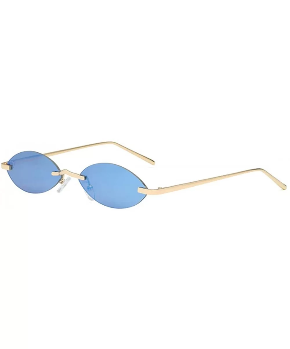 Unisex Fashion Metal Frame Oval Candy Colors small Sunglasses UV400 - Blue - CD18NS9324Y $13.15 Round