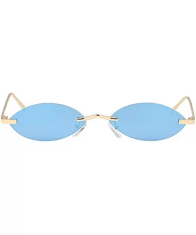 Unisex Fashion Metal Frame Oval Candy Colors small Sunglasses UV400 - Blue - CD18NS9324Y $13.15 Round