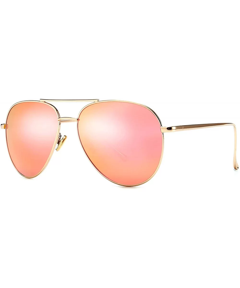 Women's Lightweight Oversized Aviator Sunglasses - Mirrored Polarized Lens - CH196IRQXZZ $25.01 Aviator