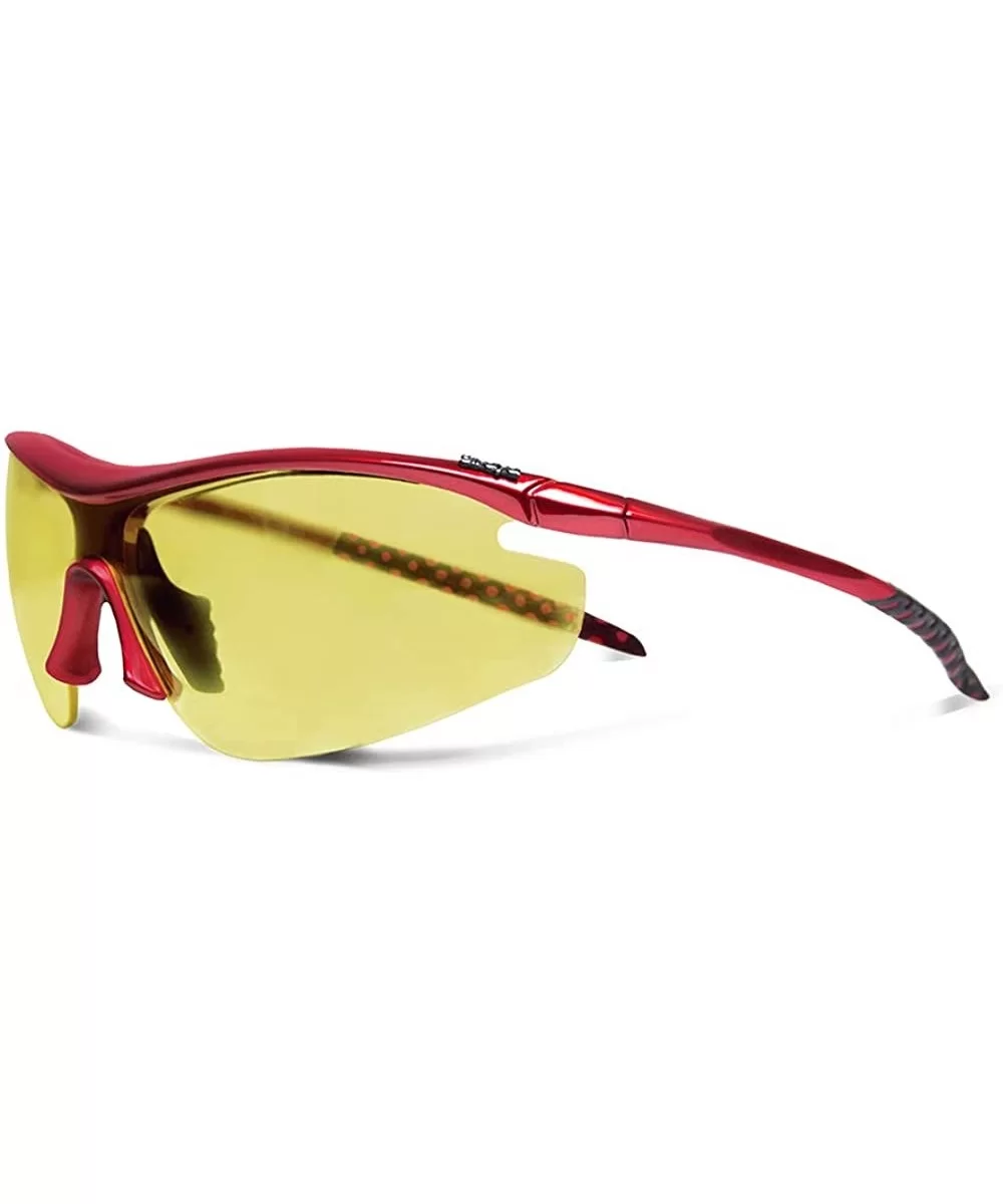 Zeta Red Running Sunglasses with ZEISS P2140 Yellow Tri-flection Lenses - CH18KN50I7D $27.56 Sport