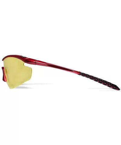 Zeta Red Running Sunglasses with ZEISS P2140 Yellow Tri-flection Lenses - CH18KN50I7D $27.56 Sport