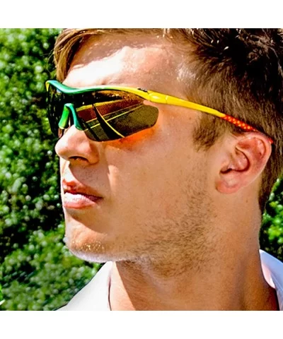 Zeta Red Running Sunglasses with ZEISS P2140 Yellow Tri-flection Lenses - CH18KN50I7D $27.56 Sport