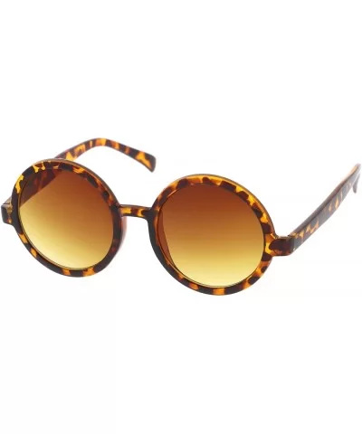 Classic Retro Horn Rimmed Neutral-Colored Lens Round Sunglasses 52mm - Tortoise / Amber - CL12N4U6PHE $14.30 Aviator