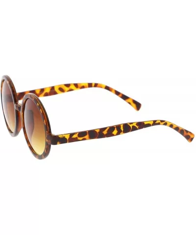 Classic Retro Horn Rimmed Neutral-Colored Lens Round Sunglasses 52mm - Tortoise / Amber - CL12N4U6PHE $14.30 Aviator