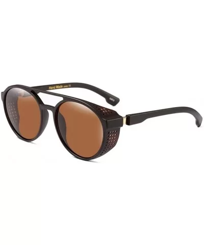 Steampunk Sunglasses Men Luxury Brand Designer Glasses Unisex Steam Goggles UV400 - C5 Brown Brown - CV198ODMT6D $15.70 Goggle