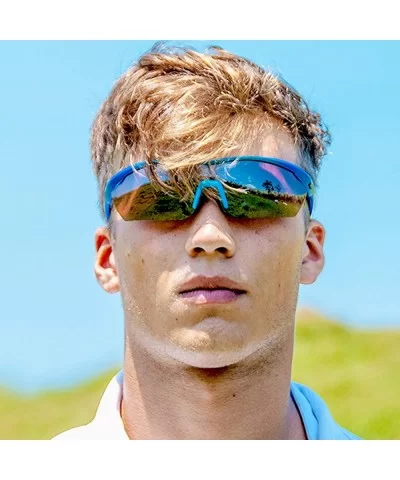 Gamma Blue Golf Sunglasses with ZEISS P5020 Red Tri-flection Lenses - CS18KMU5S75 $27.40 Sport