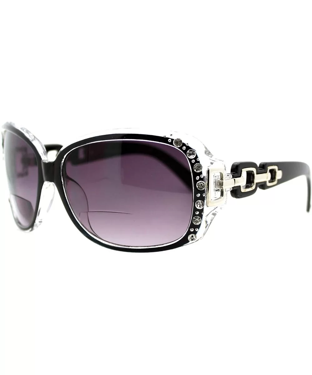 Womens Bifocal Lens Sunglasses Oversized Square Rhinestone Frame - Black - CB18IEUD0XD $13.21 Oversized