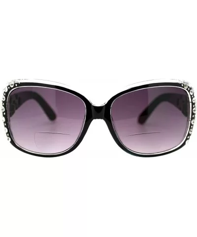 Womens Bifocal Lens Sunglasses Oversized Square Rhinestone Frame - Black - CB18IEUD0XD $13.21 Oversized