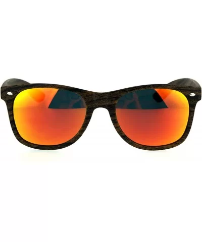 Color Mirror Wood Grain Classic Hipster Plastic Horned Rim Sunglasses - Brown Orange - C91853R64WZ $13.95 Rectangular