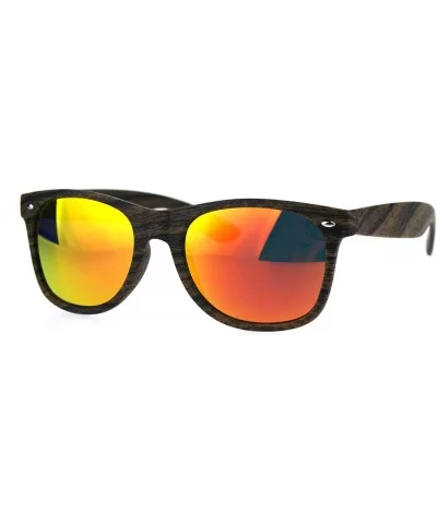 Color Mirror Wood Grain Classic Hipster Plastic Horned Rim Sunglasses - Brown Orange - C91853R64WZ $13.95 Rectangular