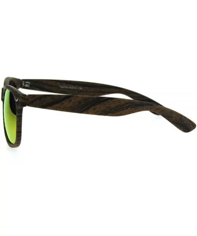 Color Mirror Wood Grain Classic Hipster Plastic Horned Rim Sunglasses - Brown Orange - C91853R64WZ $13.95 Rectangular