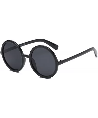 Women Retro Vintage Circle Round Oversized Fashion Sunglasses - Black - CR18WR9SYXN $30.77 Oversized