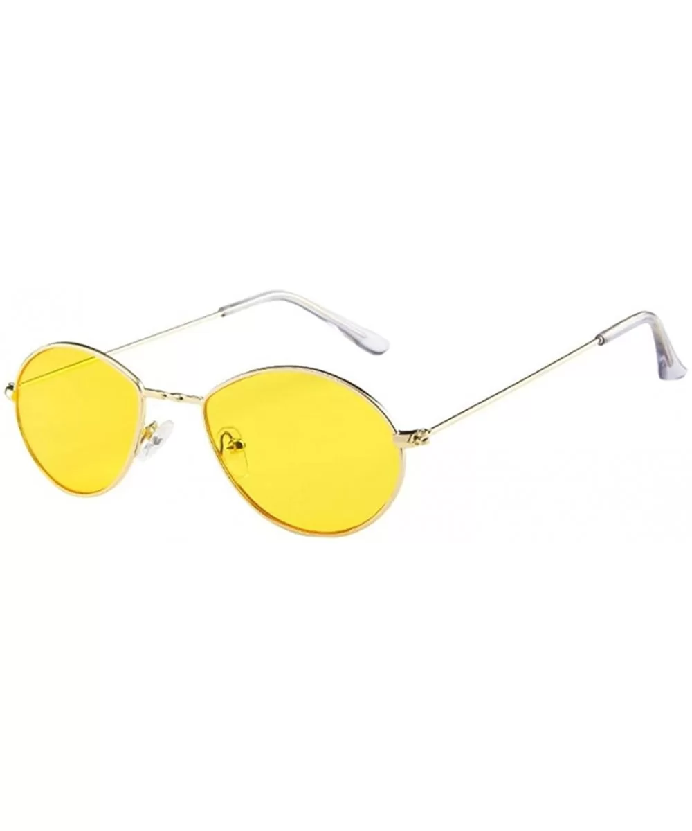 Women's Fashion Retro Small Oval Shades Frame UV Protection Polarized Sunglasses - Yellow - CE18DZOXYAW $13.44 Oval