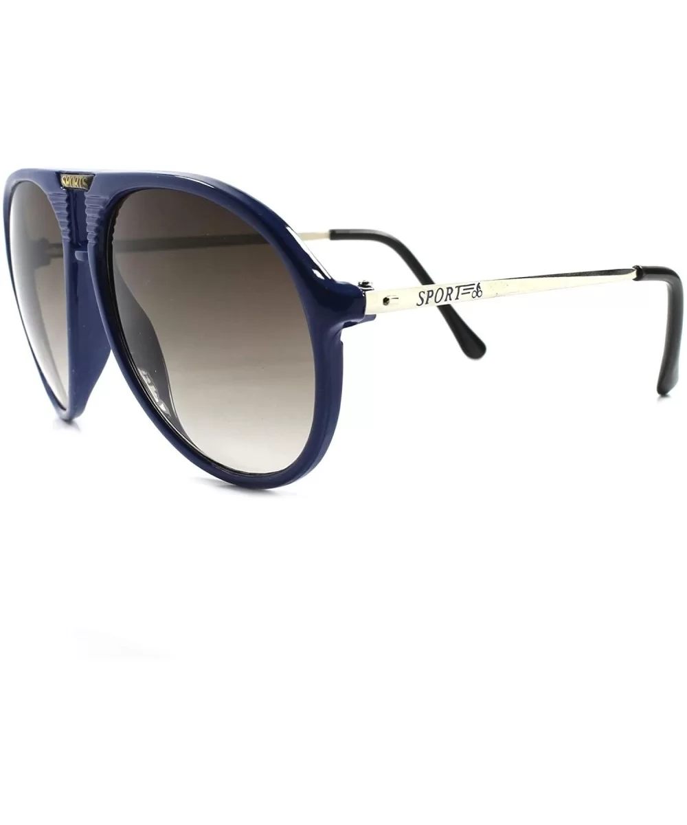 Classic 80s 90s Vintage Air Force Style Turbo Oversized Matte Sunglasses - Blue - CI18933CNQQ $16.53 Aviator