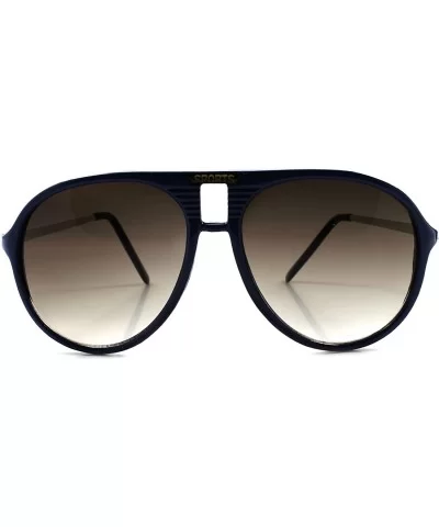 Classic 80s 90s Vintage Air Force Style Turbo Oversized Matte Sunglasses - Blue - CI18933CNQQ $16.53 Aviator