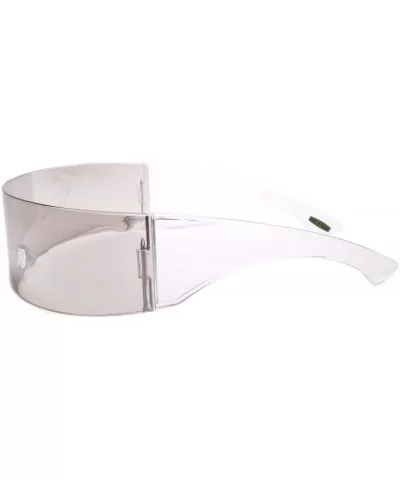 Robot Party Rave Costume Cyclops Futuristic Shield Wrap Sun Glasses - Light Tint - CU18UN0H7ZO $17.04 Shield