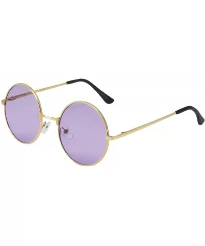 Vintage Retro Round Sunglasses Cyber Goggles Steampunk Punk Hippy - Gold / Purple (Hp06) - CW11QXGLLPP $11.53 Round